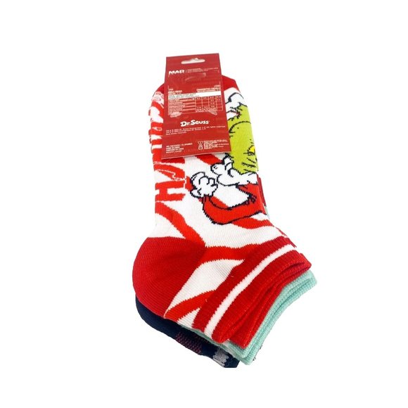 Dr. Seuss The Grinch Christmas Socks Unisex Festive Ankle Socks 3 Pack NEW - Picture 4 of 7